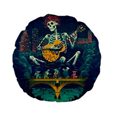 Grateful Dead Singing Skeleton Standard 15  Premium Round Cushions by Bedest