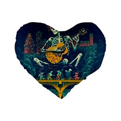 Grateful Dead Singing Skeleton Standard 16  Premium Heart Shape Cushions by Bedest