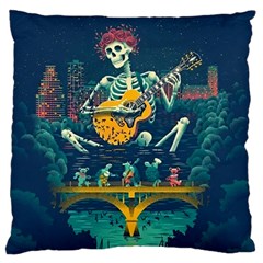 Grateful Dead Singing Skeleton Standard Premium Plush Fleece Cushion Case (two Sides) by Bedest