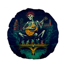 Grateful Dead Singing Skeleton Standard 15  Premium Flano Round Cushions by Bedest