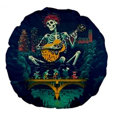 Grateful Dead Singing Skeleton Large 18  Premium Flano Round Cushions by Bedest