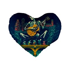 Grateful Dead Singing Skeleton Standard 16  Premium Flano Heart Shape Cushions by Bedest