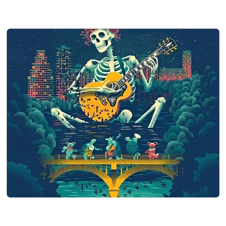 Grateful Dead Singing Skeleton Two Sides Premium Plush Fleece Blanket (Medium)