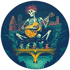 Grateful Dead Singing Skeleton Wooden Puzzle Round by Bedest