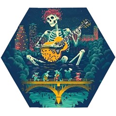 Grateful Dead Singing Skeleton Wooden Puzzle Hexagon by Bedest