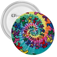 Grateful Dead Bears Tie Dye Vibrant Spiral 3  Buttons by Bedest