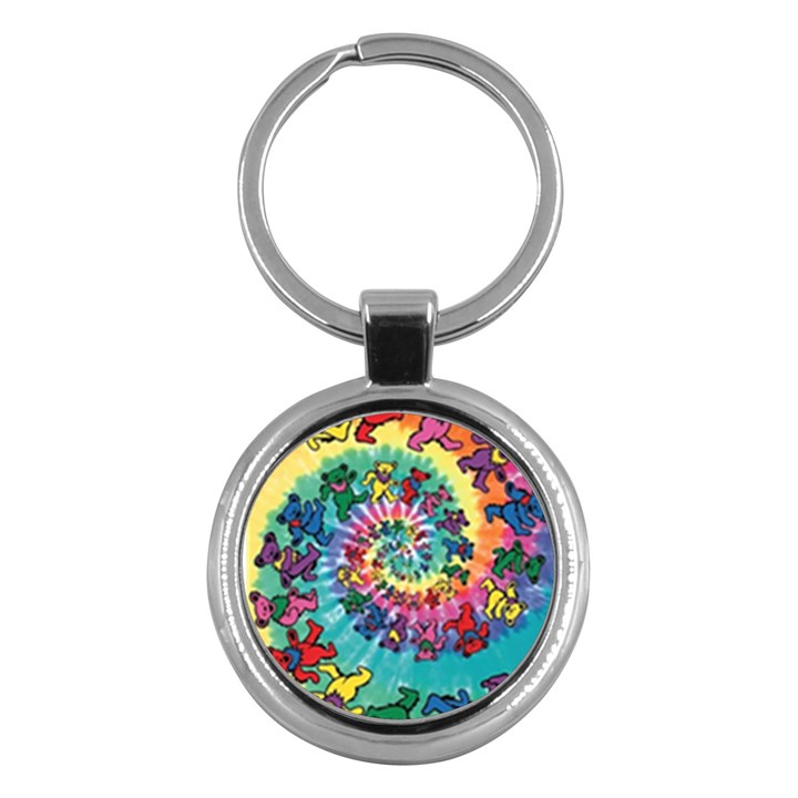 Grateful Dead Bears Tie Dye Vibrant Spiral Key Chain (Round)