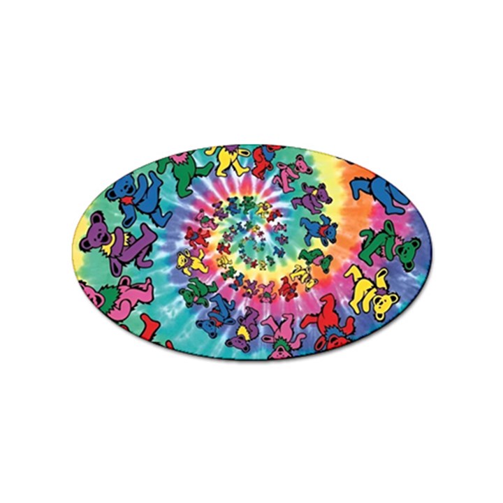 Grateful Dead Bears Tie Dye Vibrant Spiral Sticker (Oval)