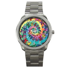 Grateful Dead Bears Tie Dye Vibrant Spiral Sport Metal Watch by Bedest