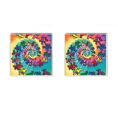 Grateful Dead Bears Tie Dye Vibrant Spiral Cufflinks (square) by Bedest