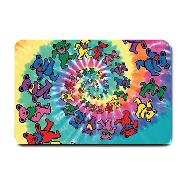 Grateful Dead Bears Tie Dye Vibrant Spiral Small Doormat