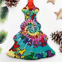 Grateful Dead Bears Tie Dye Vibrant Spiral Christmas Tree Ornament (two Sides) by Bedest