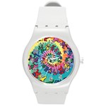 Grateful Dead Bears Tie Dye Vibrant Spiral Round Plastic Sport Watch (M) Front