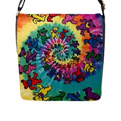 Grateful Dead Bears Tie Dye Vibrant Spiral Flap Closure Messenger Bag (l) by Bedest