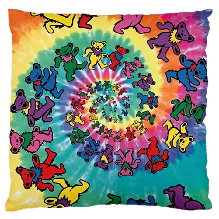 Grateful Dead Bears Tie Dye Vibrant Spiral Standard Premium Plush Fleece Cushion Case (Two Sides)