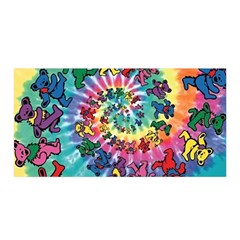 Grateful Dead Bears Tie Dye Vibrant Spiral Satin Wrap 35  X 70  by Bedest