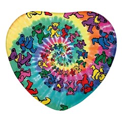 Grateful Dead Bears Tie Dye Vibrant Spiral Heart Glass Fridge Magnet (4 Pack) by Bedest