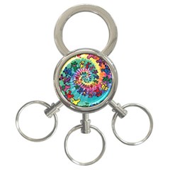 Grateful Dead Bears Tie Dye Vibrant Spiral 3-ring Key Chain by Bedest