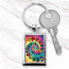 Grateful Dead Bears Tie Dye Vibrant Spiral Key Chain (rectangle) by Bedest