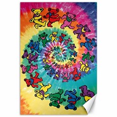 Grateful Dead Bears Tie Dye Vibrant Spiral Canvas 12  X 18  by Bedest