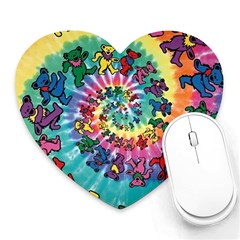 Grateful Dead Bears Tie Dye Vibrant Spiral Heart Mousepad by Bedest