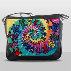 Grateful Dead Bears Tie Dye Vibrant Spiral Messenger Bag by Bedest