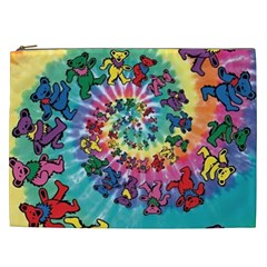 Grateful Dead Bears Tie Dye Vibrant Spiral Cosmetic Bag (xxl) by Bedest