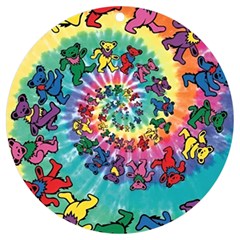 Grateful Dead Bears Tie Dye Vibrant Spiral Uv Print Acrylic Ornament Round by Bedest