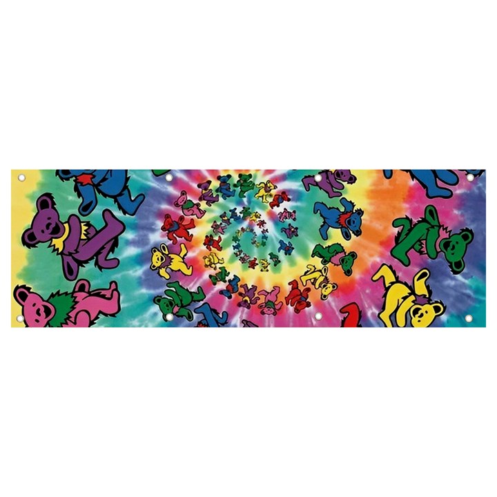 Grateful Dead Bears Tie Dye Vibrant Spiral Banner and Sign 9  x 3 