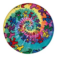 Grateful Dead Bears Tie Dye Vibrant Spiral Round Glass Fridge Magnet (4 Pack) by Bedest