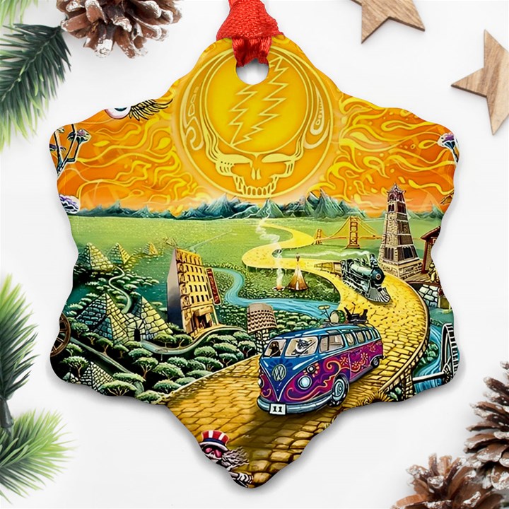 Grateful Dead Golden Road Snowflake Ornament (Two Sides)