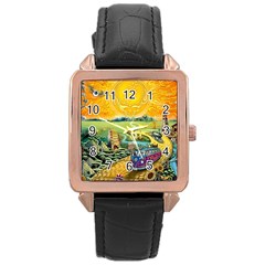 Grateful Dead Golden Road Rose Gold Leather Watch  by Bedest