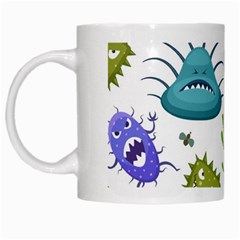 Dangerous Streptococcus Lactobacillus Staphylococcus Others Microbes Cartoon Style Vector Seamless P White Mug