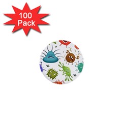 Dangerous Streptococcus Lactobacillus Staphylococcus Others Microbes Cartoon Style Vector Seamless P 1  Mini Buttons (100 pack) 