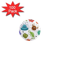 Dangerous Streptococcus Lactobacillus Staphylococcus Others Microbes Cartoon Style Vector Seamless P 1  Mini Magnets (100 pack) 