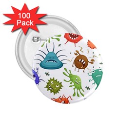 Dangerous Streptococcus Lactobacillus Staphylococcus Others Microbes Cartoon Style Vector Seamless P 2.25  Buttons (100 pack) 