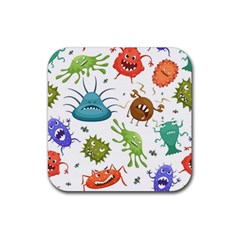 Dangerous Streptococcus Lactobacillus Staphylococcus Others Microbes Cartoon Style Vector Seamless P Rubber Coaster (Square)