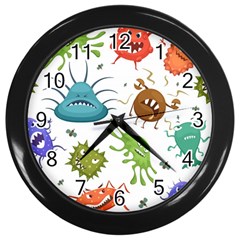 Dangerous Streptococcus Lactobacillus Staphylococcus Others Microbes Cartoon Style Vector Seamless P Wall Clock (Black)