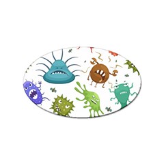 Dangerous Streptococcus Lactobacillus Staphylococcus Others Microbes Cartoon Style Vector Seamless P Sticker (oval) by Ravend