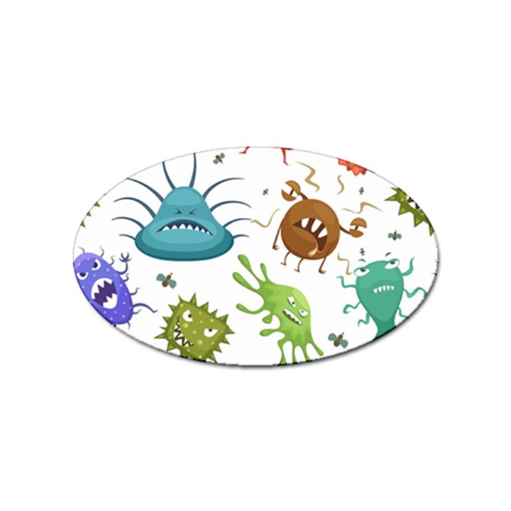 Dangerous Streptococcus Lactobacillus Staphylococcus Others Microbes Cartoon Style Vector Seamless P Sticker Oval (100 pack)