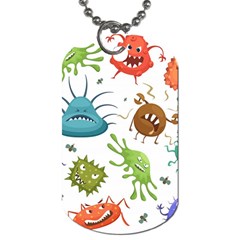 Dangerous Streptococcus Lactobacillus Staphylococcus Others Microbes Cartoon Style Vector Seamless P Dog Tag (Two Sides)