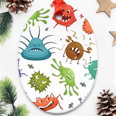 Dangerous Streptococcus Lactobacillus Staphylococcus Others Microbes Cartoon Style Vector Seamless P Oval Ornament (Two Sides)