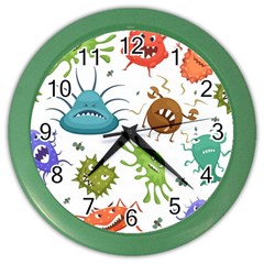 Dangerous Streptococcus Lactobacillus Staphylococcus Others Microbes Cartoon Style Vector Seamless P Color Wall Clock