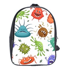 Dangerous Streptococcus Lactobacillus Staphylococcus Others Microbes Cartoon Style Vector Seamless P School Bag (Large)