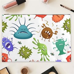 Dangerous Streptococcus Lactobacillus Staphylococcus Others Microbes Cartoon Style Vector Seamless P Cosmetic Bag (XXL)