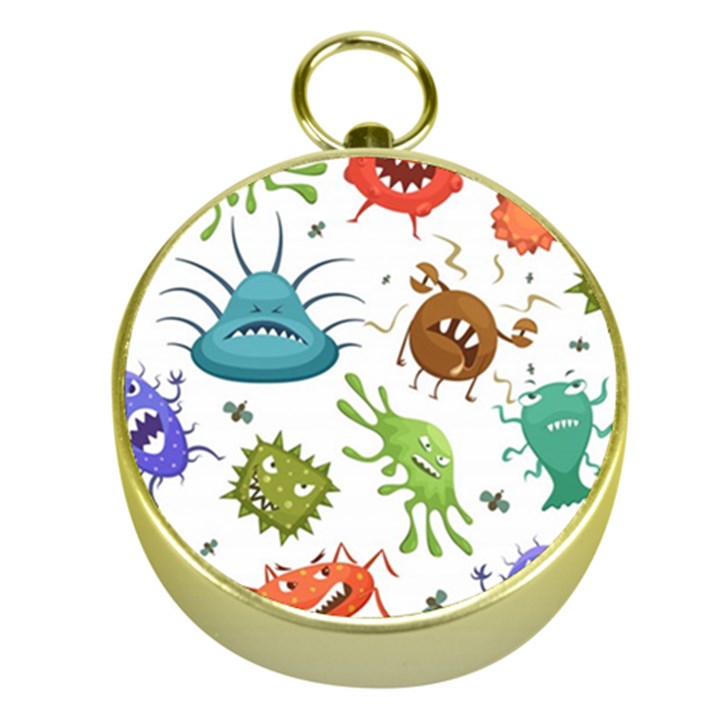 Dangerous Streptococcus Lactobacillus Staphylococcus Others Microbes Cartoon Style Vector Seamless P Gold Compasses