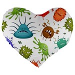 Dangerous Streptococcus Lactobacillus Staphylococcus Others Microbes Cartoon Style Vector Seamless P Large 19  Premium Flano Heart Shape Cushions Front