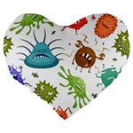 Dangerous Streptococcus Lactobacillus Staphylococcus Others Microbes Cartoon Style Vector Seamless P Large 19  Premium Flano Heart Shape Cushions Back