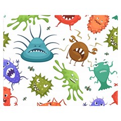 Dangerous Streptococcus Lactobacillus Staphylococcus Others Microbes Cartoon Style Vector Seamless P Two Sides Premium Plush Fleece Blanket (Medium)