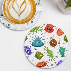 Dangerous Streptococcus Lactobacillus Staphylococcus Others Microbes Cartoon Style Vector Seamless P UV Print Round Tile Coaster